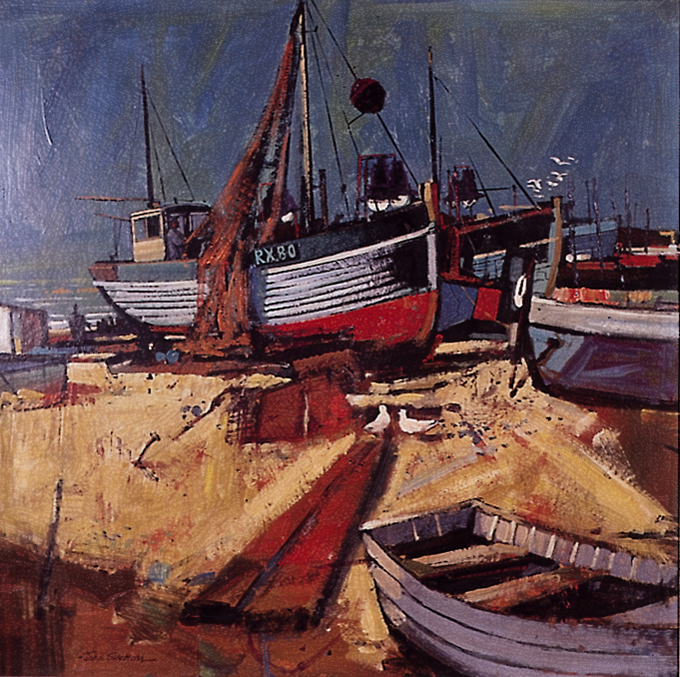 FISHING BOATS, KILKEEL, CO. DOWN by John Skelton sold for 2,920 at Whyte's Auctions