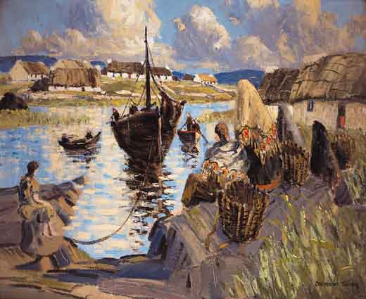 HARBOUR SCENE, WEST OF IRELAND by Desmond Turner HRUA (1923-2011) at Whyte's Auctions