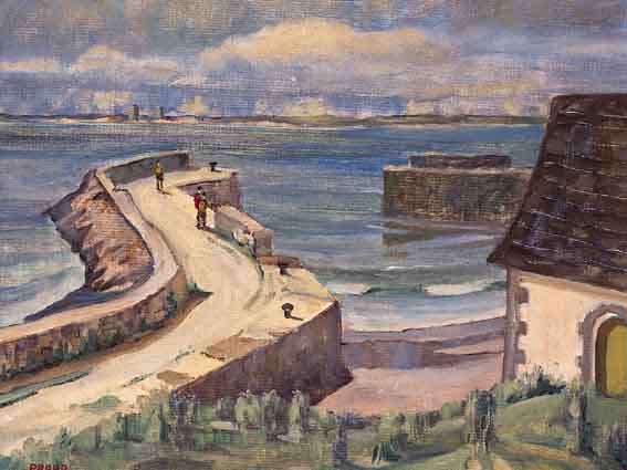 THE HARBOUR AT LAMBAY ISLAND (COUNTY DUBLIN) by Liam Proud (1920-1995) at Whyte's Auctions