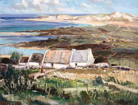 DONEGAL LANDSCAPE WITH COTTAGES by Rowland Hill ARUA (1915-1979) at Whyte's Auctions