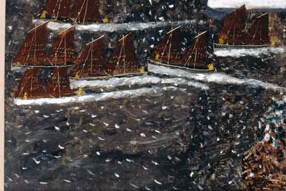 SCOTCH LUGGERS PASSING TORMORE IN THE EVENING by James Dixon (1887-1970) at Whyte's Auctions