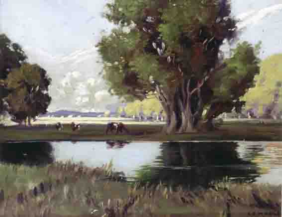 TRANQUILITY (CATTLE BY THE LAKE, CUSHENDALL, COUNTY ANTRIM) by Charles J. McAuley RUA ARSA (1910-1999) at Whyte's Auctions