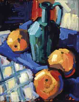 STILL LIFE WITH GREEN CARAFE AND ORANGES by Colin Davidson sold for 3,200 at Whyte's Auctions