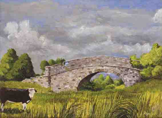 RUINED BRIDGE AND COW PASTURE by John Ryan sold for 850 at Whyte's Auctions