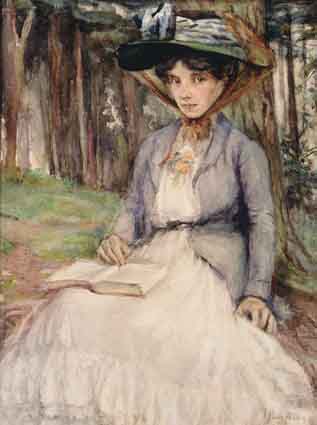PORTRAIT OF A LADY READING OUTDOORS by Joseph Poole Addey sold for 2,900 at Whyte's Auctions