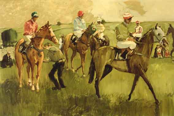 A START IN THE COUNTRY - GALWAY RACES by Cecil Maguire sold for 15,000 at Whyte's Auctions