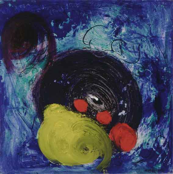 RED, YELLOW AND BLACK CIRCLES ON BLUE by Michael Mulcahy sold for 3,000 at Whyte's Auctions