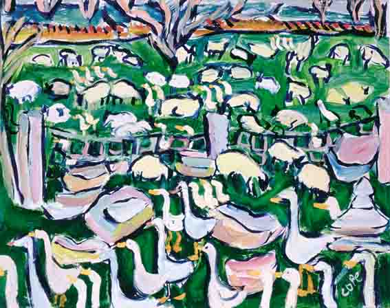 FARM SCENE WITH GEESE AND SHEEP by Elizabeth Cope sold for 3,000 at Whyte's Auctions
