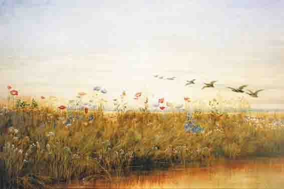 A BANK OF WILD FLOWERS (MORNING) by Andrew Nicholl sold for 13,000 at Whyte's Auctions