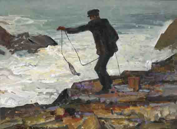 ROCK FISHING, COUNTY KERRY by John Skelton sold for 3,600 at Whyte's Auctions
