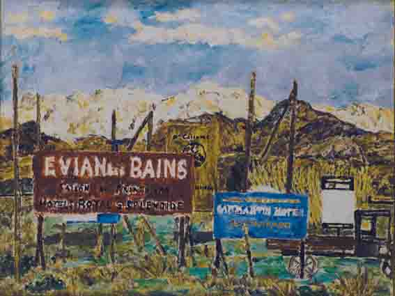 "EVIAN LES BAINS" (ROADSIDE HOTEL BILLBOARDS, SOUTH OF FRANCE) by Charles Edward Gribbon sold for 1,300 at Whyte's Auctions