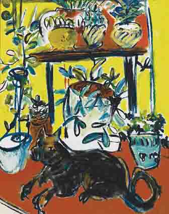 INTERIOR WITH HOUSE-PLANTS AND CAT by Elizabeth Cope sold for 2,200 at Whyte's Auctions