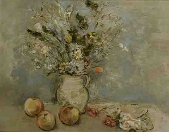 STILL LIFE WITH PEACHES AND MIXED FLOWERS by Stella Steyn sold for 2,200 at Whyte's Auctions