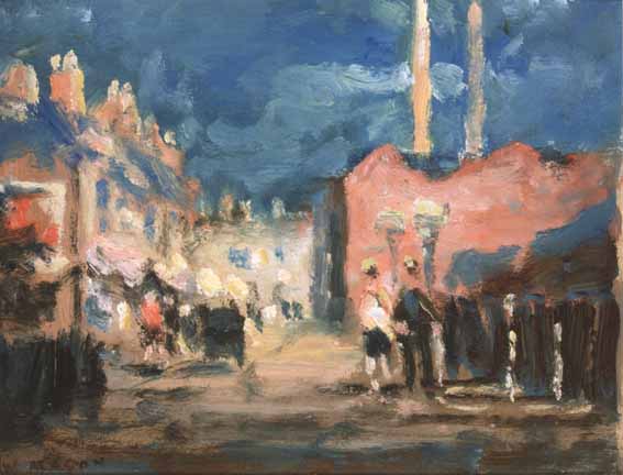 EVENING IN THE BUSY STREET AT SUNSET, BELFAST by William Mason sold for 1,500 at Whyte's Auctions