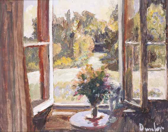 VASE OF FLOWERS BEFORE AN OPEN WINDOW by Ronald Ossory Dunlop sold for 1,900 at Whyte's Auctions