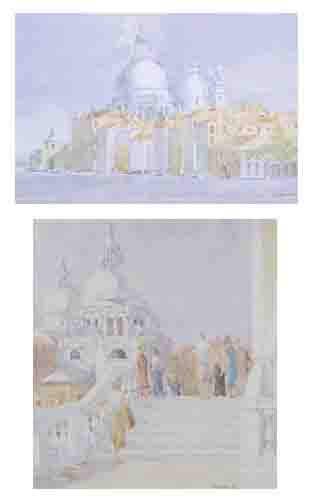 MORNING LIGHT, VENICE and TOURISTS ON STEPS, VENICE (A PAIR) by Arthur Gibney sold for 1,800 at Whyte's Auctions
