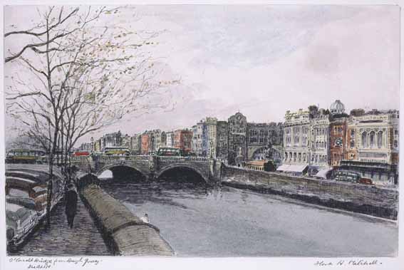 O'CONNELL BRIDGE FROM BURGH QUAY, DUBLIN by Flora H. Mitchell sold for 2,600 at Whyte's Auctions