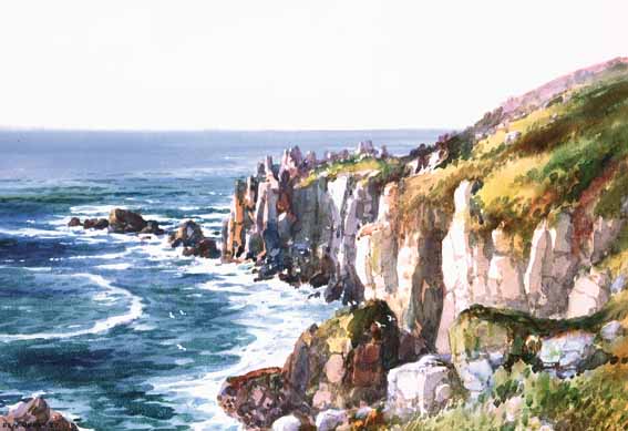 GULLS FLYING BY ROCKY CLIFFS ON A FINE DAY by Bea Orpen sold for 2,000 at Whyte's Auctions