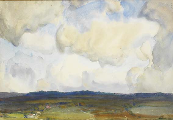 IN SUSSEX; EVENING; KINGSTON DOWN, SUSSEX; FLEETING CLOUDS (BLACKBOYS, SUSSEX) and THE BLUE JAR (5) by Edward Louis Lawrenson sold for 2,400 at Whyte's Auctions