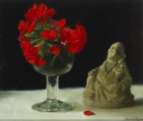 GERANIUMS AND BUDDHA by Thomas Ryan sold for 3,400 at Whyte's Auctions