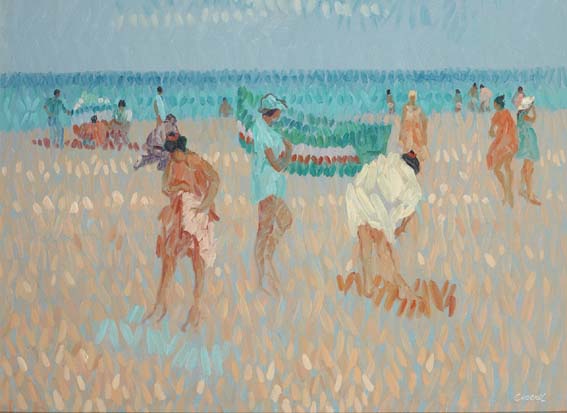 AN OVERCAST DAY, BURRIANA BEACH, NERJA by Desmond Carrick sold for 2,600 at Whyte's Auctions