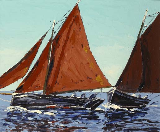 GALWAY HOOKERS RACING OFF KINVARA, COUNTY GALWAY by Ivan Sutton sold for 3,000 at Whyte's Auctions