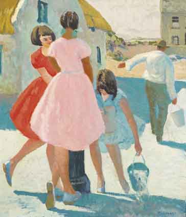 GIRLS AT VILLAGE PUMP by Patrick Leonard sold for 6,500 at Whyte's Auctions