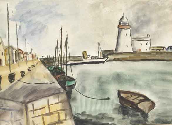 HOWTH HARBOUR AND LIGHTHOUSE by Moila Powell sold for 1,500 at Whyte's Auctions