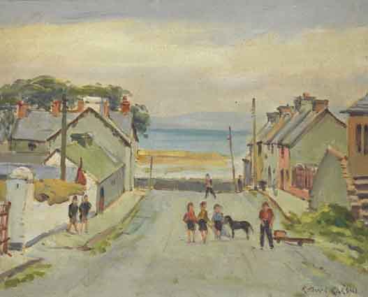 CHILDREN IN A DONEGAL VILLAGE by Robert Taylor Carson sold for 2,600 at Whyte's Auctions