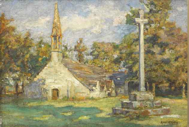 COUNTRY CHURCHYARD WITH MEMORIAL CROSS by Aloysius C. OKelly sold for 5,400 at Whyte's Auctions