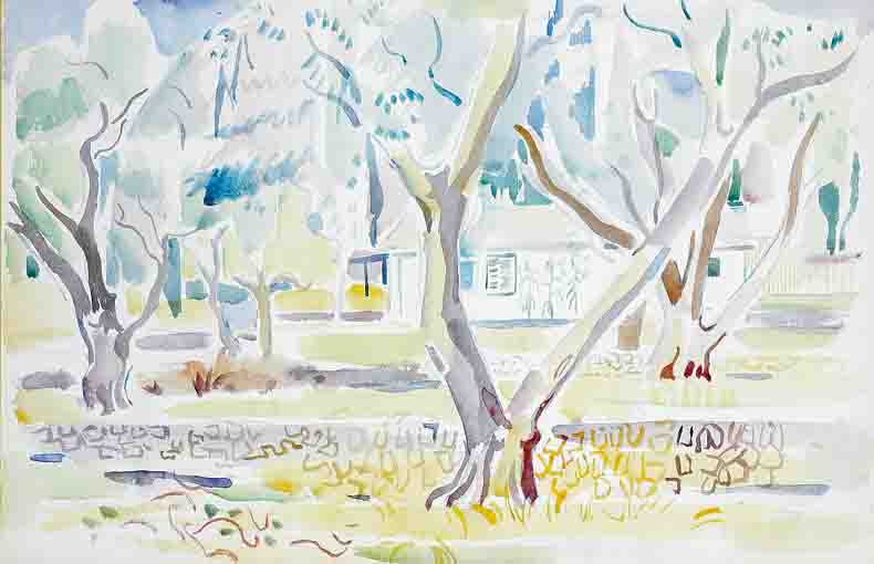 VIEW OF A HOUSE THROUGH TREES by Father Jack P. Hanlon sold for 2,400 at Whyte's Auctions