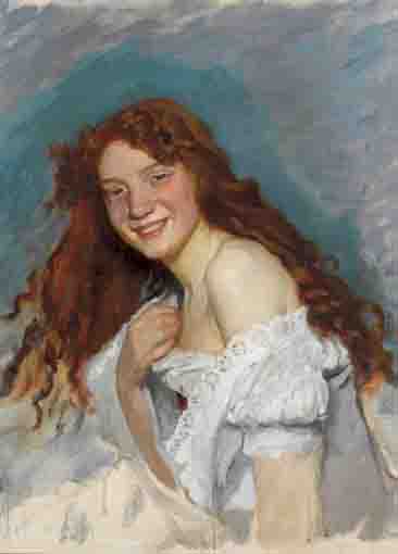 PORTRAIT OF A MODEL, THOUGHT TO BE EMILY SCOBEL by Dermod O'Brien PRHA HRA HRBA HRSA (1865-1945) at Whyte's Auctions