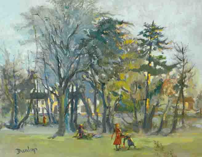 PARK SCENE WITH FIGURES by Ronald Ossory Dunlop sold for 2,800 at Whyte's Auctions