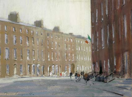 PEMBROKE PLACE, DUBLIN and FITZWILLIAM STREET FROM MERRION SQUARE (A PAIR) by James Longueville sold for 2,200 at Whyte's Auctions