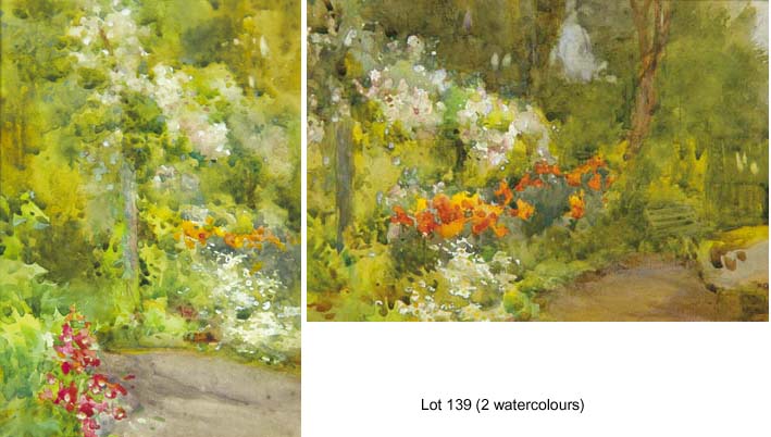 HERBACEOUS BORDER and HERBACEOUS BORDER WITH GARDEN BENCH (A PAIR) by Mildred Anne Butler sold for 4,800 at Whyte's Auctions