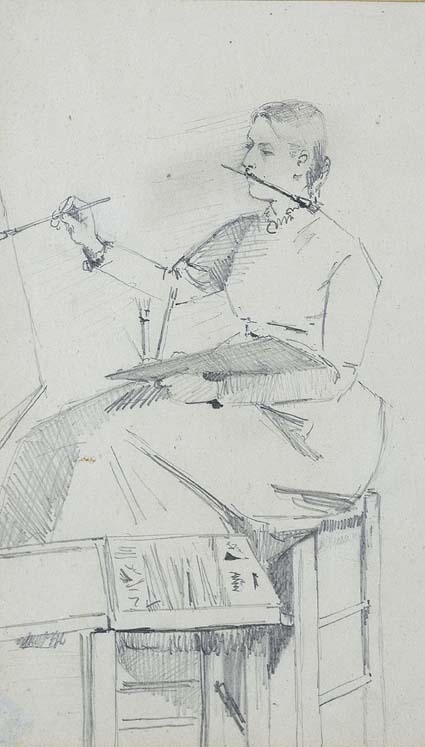 AN ARTIST SEATED AT HER EASEL by Edith Oenone Somerville sold for 950 at Whyte's Auctions