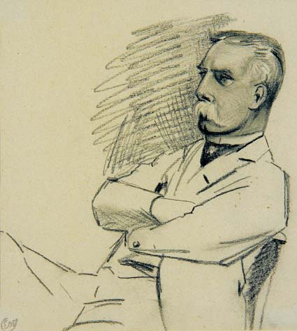 MAN SEATED WITH ARMS FOLDED ACROSS HIS CHEST and MAN SEATED AT A ROLL-TOP DESK (2) by Edith Oenone Somerville sold for 850 at Whyte's Auctions
