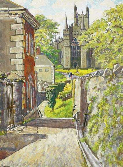 DOWN CATHEDRAL AND SOUTHWELL SCHOOL, DOWNPATRICK by Patric Stevenson sold for 1,300 at Whyte's Auctions
