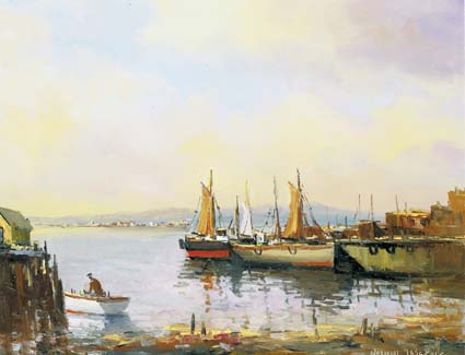 FISHING BOATS, QUAYSIDE by Norman J. McCaig sold for 3,900 at Whyte's Auctions