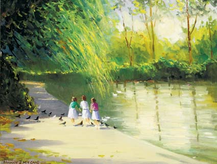 CHILDREN AT THE DUCK POND, ST. STEPHEN'S GREEN by Norman J. McCaig sold for 4,000 at Whyte's Auctions