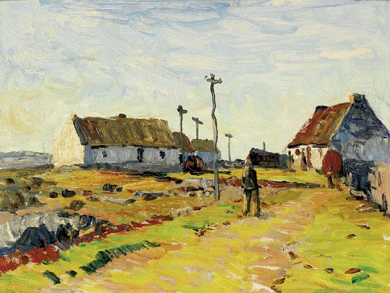 COTTAGES, CARRAROE, COUNTY GALWAY by Charles Vincent Lamb sold for 4,200 at Whyte's Auctions