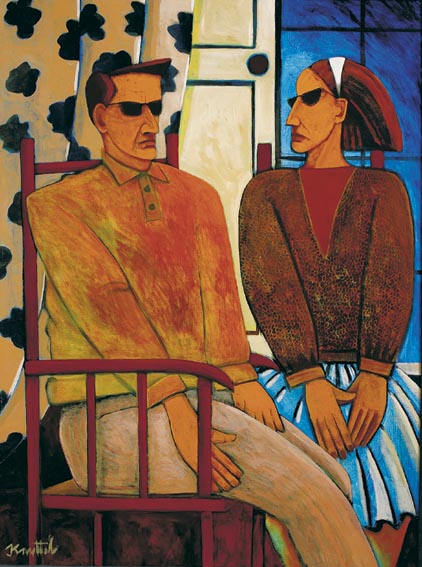 MAN AND WOMAN SEATED BEFORE A WINDOW by Graham Knuttel (b.1954) at Whyte's Auctions