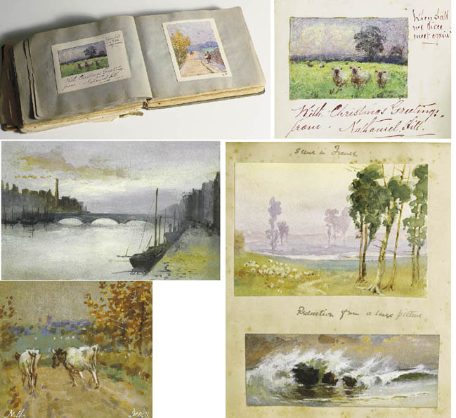 A RARE COLLECTION OF NINE WATERCOLOURS MOUNTED IN AN EDWARDIAN SCRAPBOOK by Nathaniel Hill sold for 6,500 at Whyte's Auctions