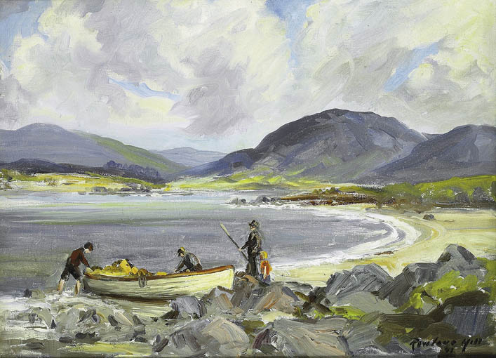 SETTING OUT TO FISH, COUNTY DONEGAL by Rowland Hill sold for 1,900 at Whyte's Auctions