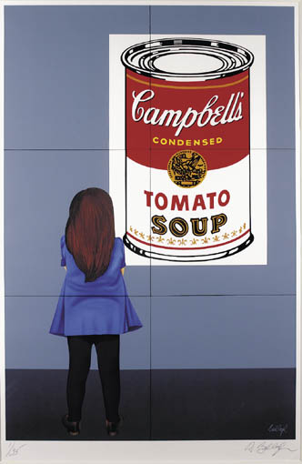 GIRL LOOKING AT AN ANDY WARHOL by Robert Ballagh sold for 3,800 at Whyte's Auctions