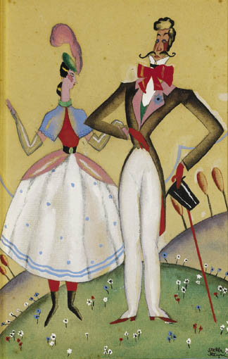 KNIGHT AND DAMSEL and A WELL DRESSED COUPLE (A PAIR) by Stella Steyn sold for 1,900 at Whyte's Auctions