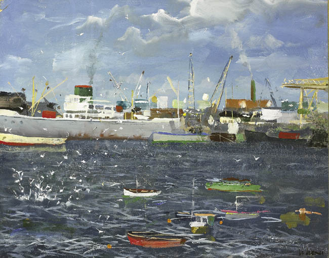 NORTH WALL DOCKS, DUBLIN by James le Jeune sold for 4,000 at Whyte's Auctions