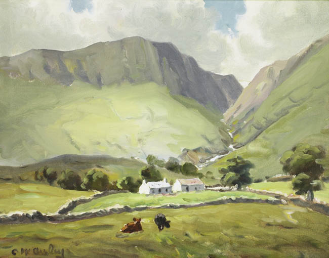 MOUNTAIN VALLEY WITH HOMESTEAD AND CATTLE by Charles J. McAuley sold for 2,600 at Whyte's Auctions