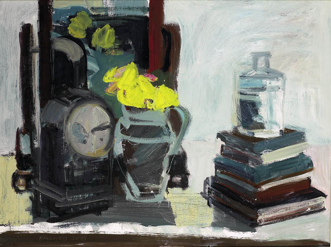 JUG OF FLOWERS AND CLOCK REFLECTED IN A MIRROR by Brian Ballard sold for 4,800 at Whyte's Auctions