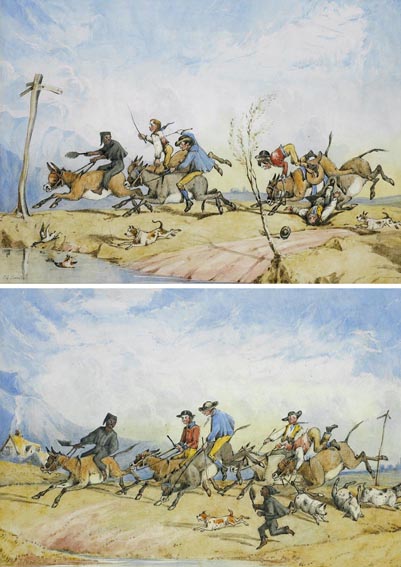 THE DONKEY DERBY: THE START and THE SWEEP FINISHES FIRST! (A PAIR) by Robert Richard Scanlan sold for 4,400 at Whyte's Auctions